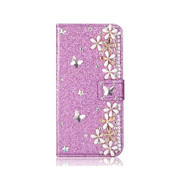 待望 Oyime Iphone 7 8 ケース 手帳型 おしゃれ お花 かわいい きらきら 蝶々 デコ 女性向け 女子 きれい デザイン