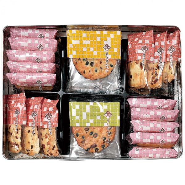 ※当店では、特別にご指示（備考欄等）がない場合には「内のし」にてご準備いたします。※ご自宅にお届けの場合、発送用段ボールは再利用させて頂いております。予めご了承ください。内容量：あまからせん(2枚入)10袋・黒豆醤油せん(1枚入)・黒豆せん...