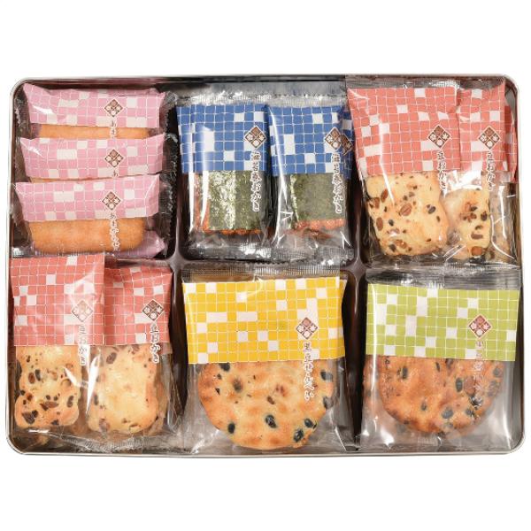 ※当店では、特別にご指示（備考欄等）がない場合には「内のし」にてご準備いたします。※ご自宅にお届けの場合、発送用段ボールは再利用させて頂いております。予めご了承ください。内容量：あまからせん(2枚入)9袋・黒豆醤油せん(1枚入)・黒豆せんべ...