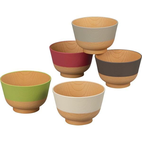 他サイト： やさしい彩り 抗菌汁椀５客揃 16989 香典返し 満中陰志 内祝い ご挨拶 引っ越し 冬ギフト ポイント利用の商品画像