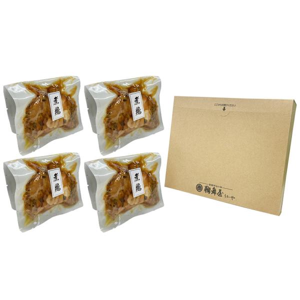 昆布と鮎の良質なだし汁を使い、国産の鶏を炊き上げました。お酒のつまみ、丼の具、麺のトッピングなど、家庭の食卓を彩る一品です。商品内容煮鶏100g×4商品サイズ：約247×317×27型番：NT-4温度帯：常温賞味期限（製造日より）・保管法：...