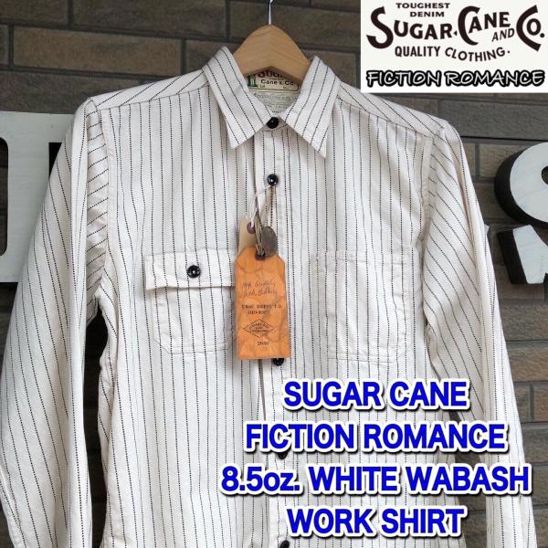 シュガーケーン　ホワイトウォバッシュ　32 SUGAR CANE 【再入荷】シュガーケーン ウォバッシュ シャツ FICTION