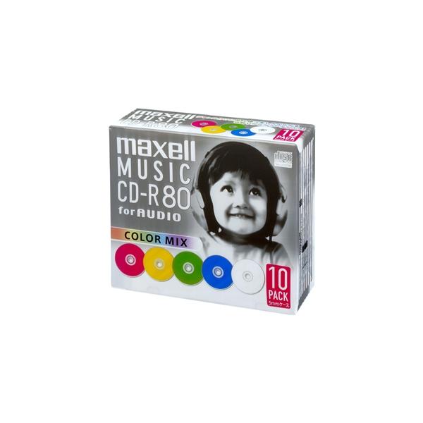 マクセル 音楽用CD-R 80タイプ 録音時間79分57秒 カラーMIX 10枚入 CDRA80MIX.S1P10S