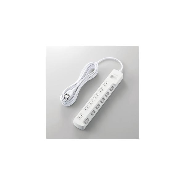 他サイト： ELECOM 雷ガードタップ 個別スイッチ 6個口 5m ホワイト TK5A2650WHの商品画像