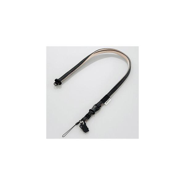 【仕様】●メーカー:ELECOM　●型番:MPA-ST03BK　●商品名:はずせるストラップ ●スマートフォン用 ●ジョイントパーツ付 ●カラー:ブラック ●全長(mm):約575(松葉部含む) ●ストラップ材質:表 PU合皮、裏 ポリエス...