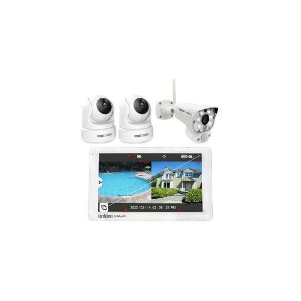 Uniden防犯カメラ モニター、カメラ3台セット ユニデン 屋内用カメラ3台セット 10インチモニター×センサー