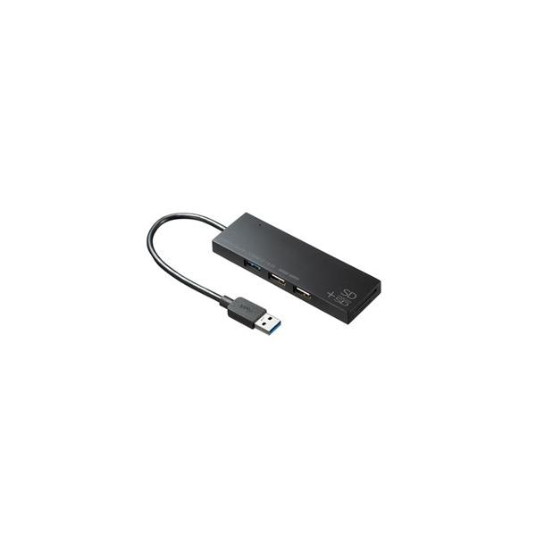 他サイト： サンワサプライ USB3.1+2.0コンボハブ カードリーダー付 SDカード microSDスロット搭載 ブラック USB-3HC316BKNの商品画像