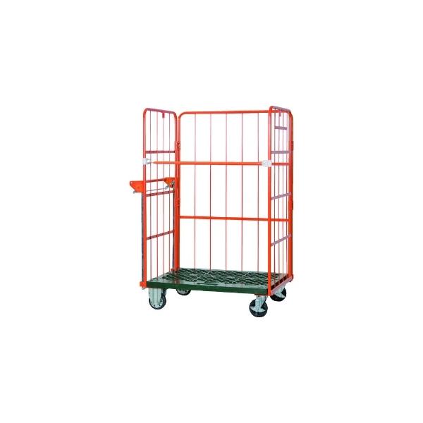 ハンドブレーキ付きカゴ車オレンジテナーオートブレーキ