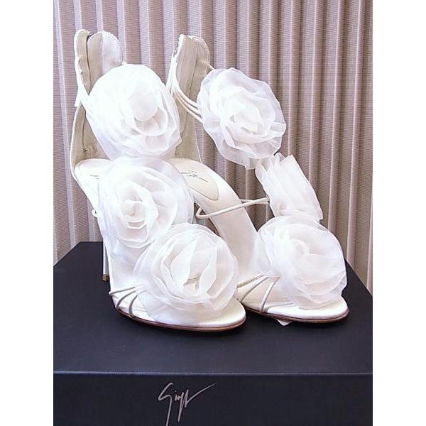 送料無料 ジュゼッペザノッティ ローズ装飾 オーガンジー サンダル  