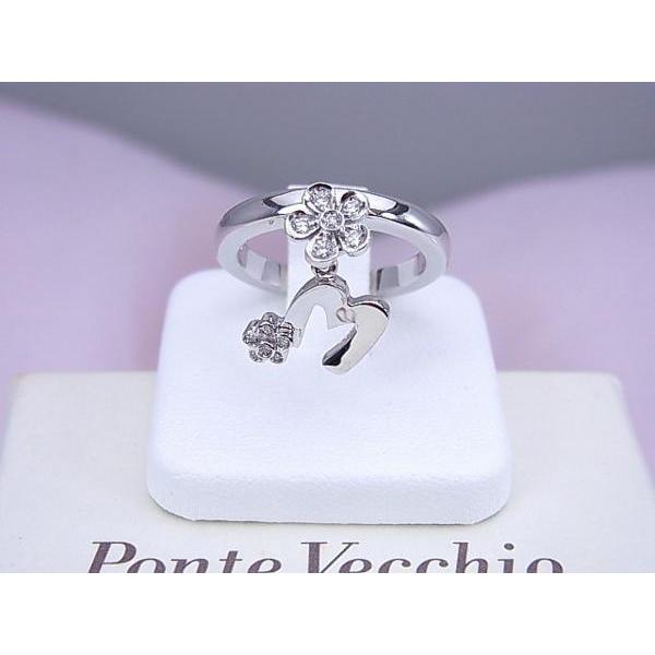 ポンテヴェキオ K18WG ダイヤモンド イニシャル M リング 10号 : 田園  