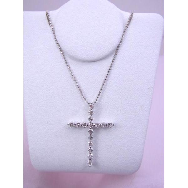 K18WG ダイヤモンド 1.00ct クロス ネックレス N-1132 : 田園調布 