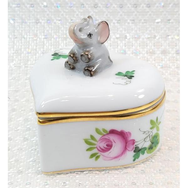 未使用保管品 ヘレンド 猫 ハート ウィーンの薔薇 小物入れ ボンボ