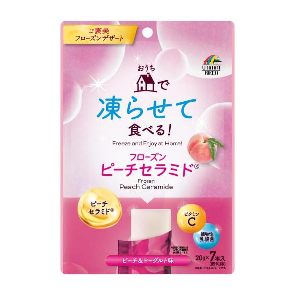 【ユニマットリケン】おうちで凍らせて食べる！ フローズンピーチセラミド〓 20g×7本入 ピーチ＆ヨーグルト味 ビタミンC 乳酸菌 セラミド