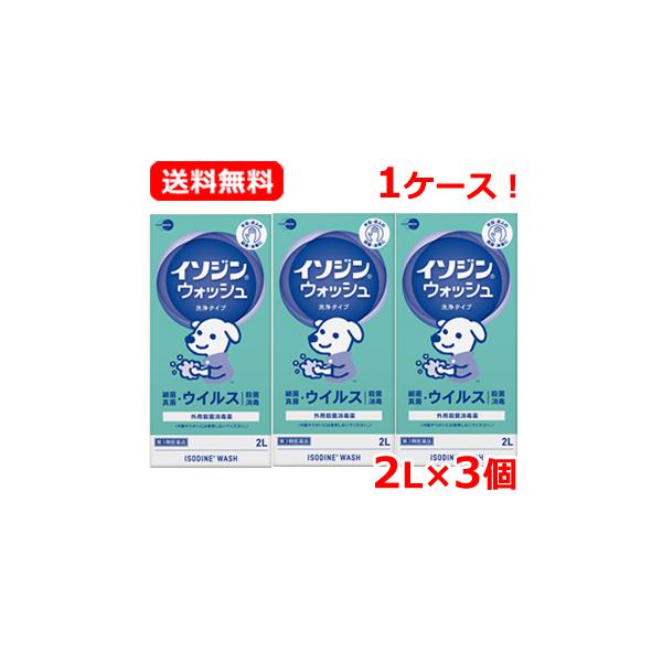 【第3類医薬品】 イソジン イソジンウォッシュ 洗浄タイプ 2L×3個セット 【塩野義製薬】 手指 ウイルス 細菌 殺菌 消毒 送料無料 1ケース！ 2L×3本セット