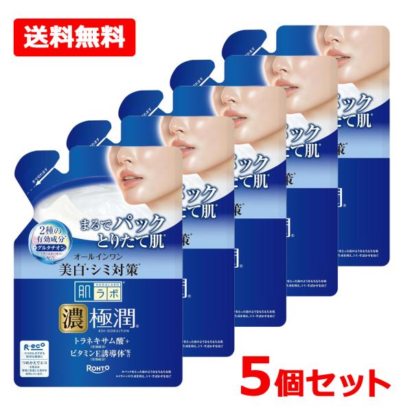 【送料無料・5個セット】【ネコポス】【ロート製薬】肌研 ハダラボ 極潤美白パーフェクトゲル つめかえ 80g×5　オールインワンパーフェクトゲル【医薬部外品】
