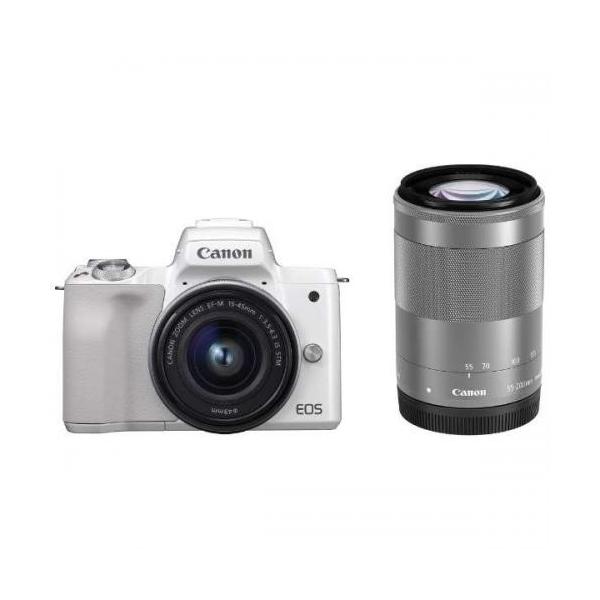 【美品】Canon キヤノン　EOS Kiss M ホワイト ダブルズームキット Amazon | Canon ミラーレス一眼カメラ EOS Kiss M2 ダブルズーム