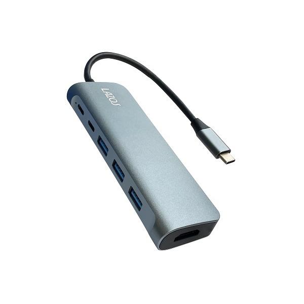 Type-Cハブ 8 in 1 ドッキングステーション Lazos ラゾス USB-C PD2.0 96W / USB2.0-C / USB3.0-A x3 / SD / microSD / 4K HDMI シルバー L-CH8 ◆メ