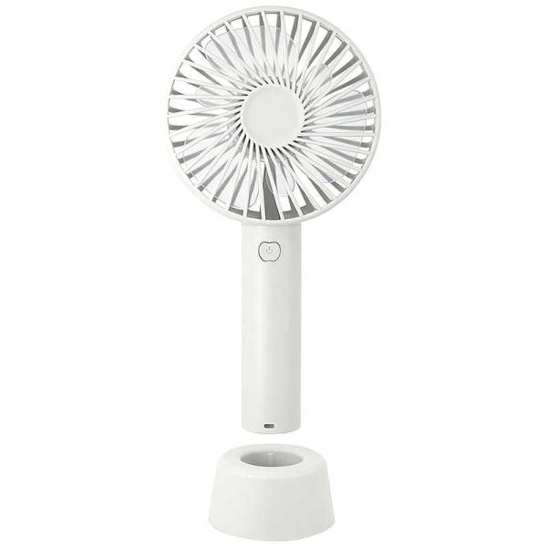 ??材質：ABS樹脂、ポリプロピレン??本体サイズ：幅10.5×奥行4.2×高さ21.2cm??重量：約143g??風量調節：3段階??充電方式：USB充電式