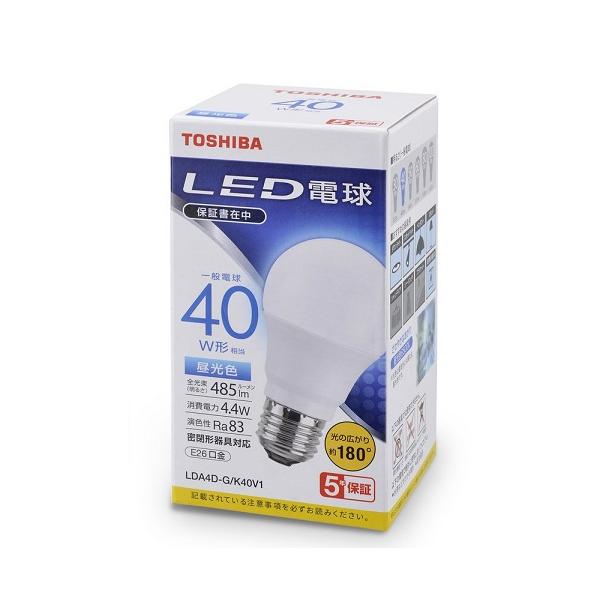 TOSHIBA 東芝 LED電球 40W 昼光色 E26 LDA4D-G/K40V1