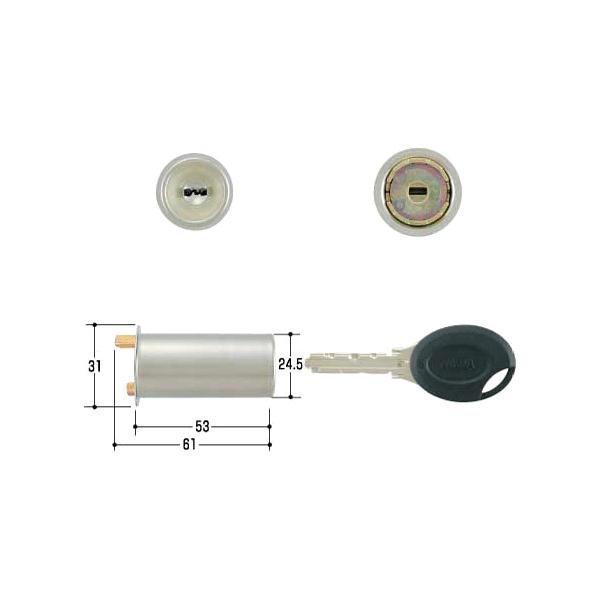 美和ロック　PRシリンダーシリンダーとキー３本になります。旧公団住宅などに多く使われています。ネジ４本で固定するタイプ。シルバー色。