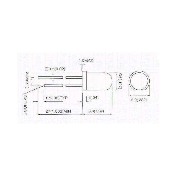 【郵便代込・送料無料】拡散タイプ赤色LED(5φ)-10本-5R3HD-10