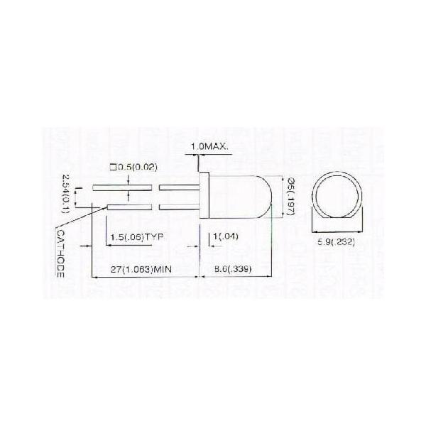 【郵便代込・送料無料】拡散タイプ緑色LED(5φ)-10本-5G3HD-10