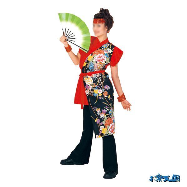 よさこい 衣装 コスチューム 袖無し打合せ半纏 着物 ポリエステル100% YOSAKOI ソーラン 祭り ダンス 舞踊 踊り 舞台 ステージ レディース (60076)