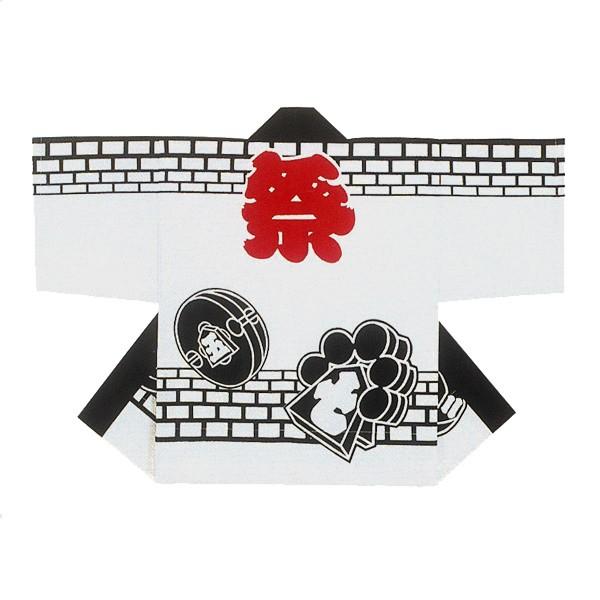 子供 法被 半纏 半被 半天 袢天 (白/黒) 綿100% 祭に纏柄 祭り 衣装 大祭 祭禮 神輿 イベント 夏祭り 秋祭り まつり はんてん ハッピ 帯・鉢巻付