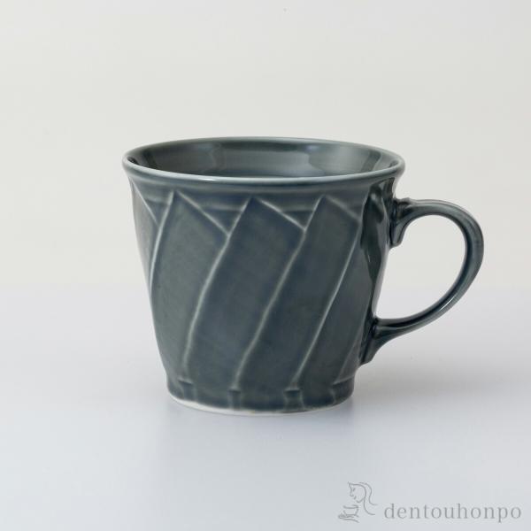 彫刻紋〈藍墨〉 マグ 斜め彫 ( プレゼント デザイン オリジナル