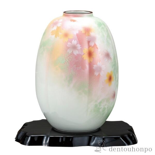 花瓶 花紋 8号 台付 木札名入れ有料 退職祝い プレゼント ガラス フラワーベース 花器 一輪挿し おすすめ 九谷焼 周年 創立 上場 竣工 開店 Kti5463 伝統本舗 通販 Yahoo ショッピング