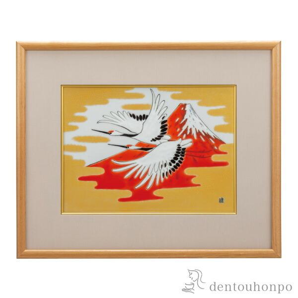 陶額 金雲二羽鶴 父の日 プレゼント 初任給 プレゼント 祖父母 置物 額飾り 陶板 陶板画 法人 九谷焼 周年 創立 上場 竣工 開店 事務所移転 Kti5510 伝統本舗 通販 Yahoo ショッピング