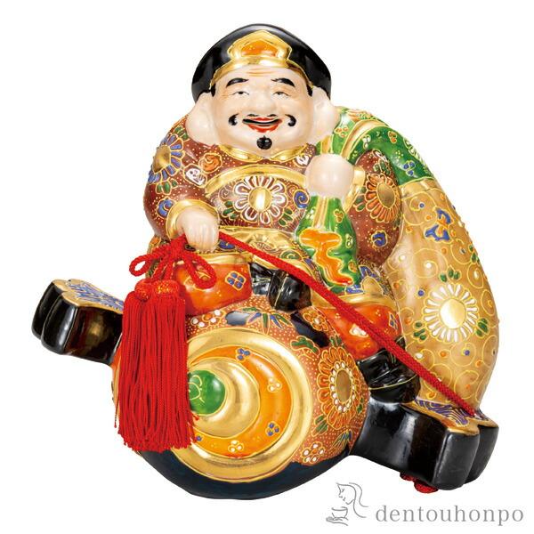 九谷焼 小槌乗り大黒様 盛 9号 房付 ( 木札名入れ有料 九谷焼 小槌乗り大黒様 盛 9号 房付 ( 木札名入れ有料