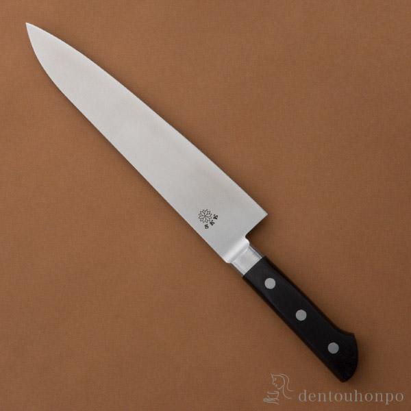 堺菊守牛刀 バナジウム鋼 洋包丁 堺菊守 SKKバナジウム鋼（口金付） 牛刀 180mm 1本 名入れ彫刻