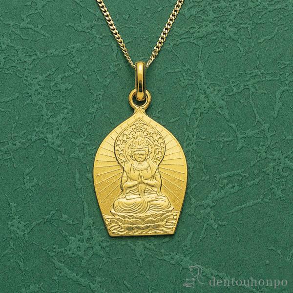 十八金製 お守りご本尊ペンダント 勢至菩薩 午年 K18チェーン付