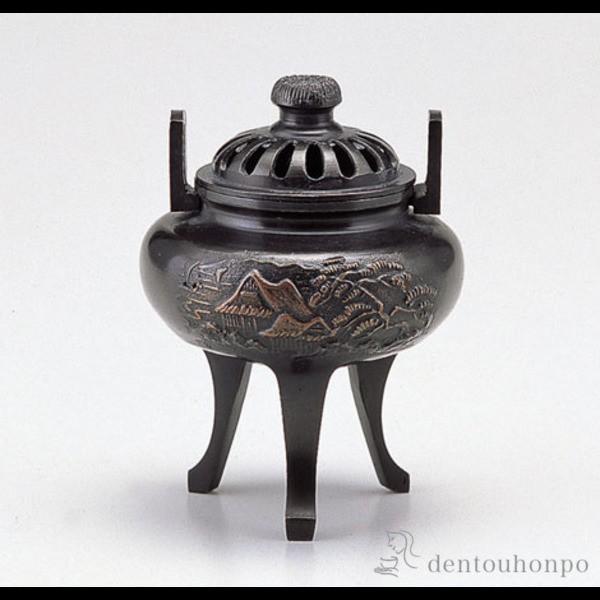 「送料無料」 銅製 菊蓋山水香炉 ( お香 線香 リラックス 仏具 人気 高岡銅器 周年 創立 上場 竣工 上場 竣工 開店 事務所移転 ) 銅製 菊蓋山水香炉 ( お香 線香 リラックス 仏具 人気 高岡銅器 周年
