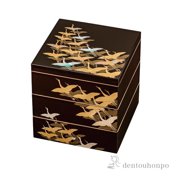 時代 蒔絵 朱塗り 金彩松竹梅 鶴亀 木製菓子鉢 合わせ箱付き 【公式通販】