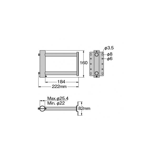 マスプロ SB22S サイドベース 耐久型 16〜25φ 亜鉛メッキ