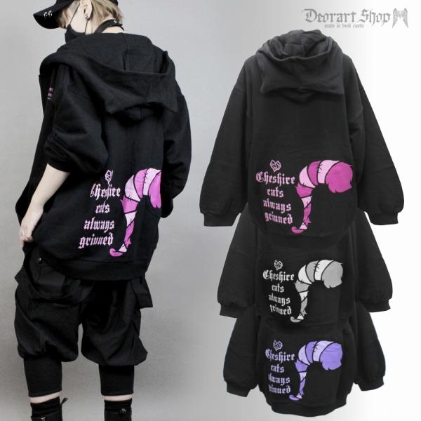コットン裏毛 ネコ耳 フーディ ジップパーカー チェシャネコ尻尾 Drt2527 ｖ系のファッションブランド ゴスロリ系のファッションブランド一覧