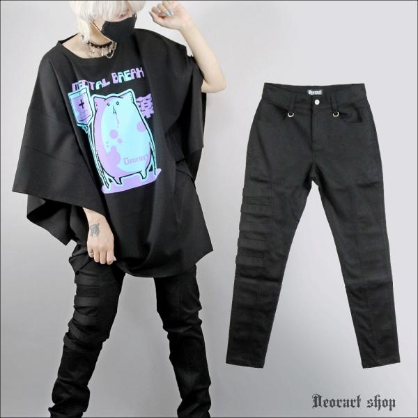 [APPAREL]/ディオラート/サイドベルトデザイン ・ 切り替えスリムパンツ ブラック (S) ゴスロリ・パンク/Deorart Deorart（ディオラート） サイドベルトデザイン ・ 切り替えスリム