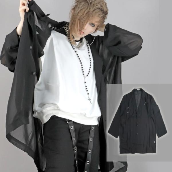 [ 透け感シアー ] 腕章デザイン・テーラード ジャケット DRT2883