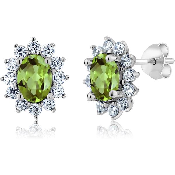 【並行輸入品】Gem Stone King 3.00カラット 天然石 ペリドット ピアス レディース シルバー925 8月 誕生石