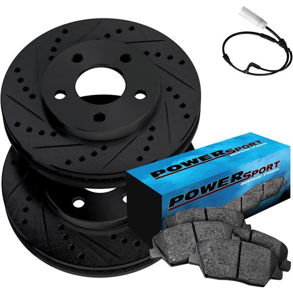 【並行輸入品】[FRONT] PowerSport ブラックドリル穴付きローターとセラミックパッド BBCF.34162.02