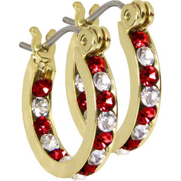 【並行輸入品】Forever Gold オーストリアンクリスタル誕生石 15mm フルフープピアス サージカルスチールポスト - 7月
