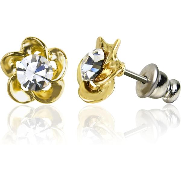 【並行輸入品】Class Act Accessories Forever Gold Austrian Crystal Spiral Flower Ea