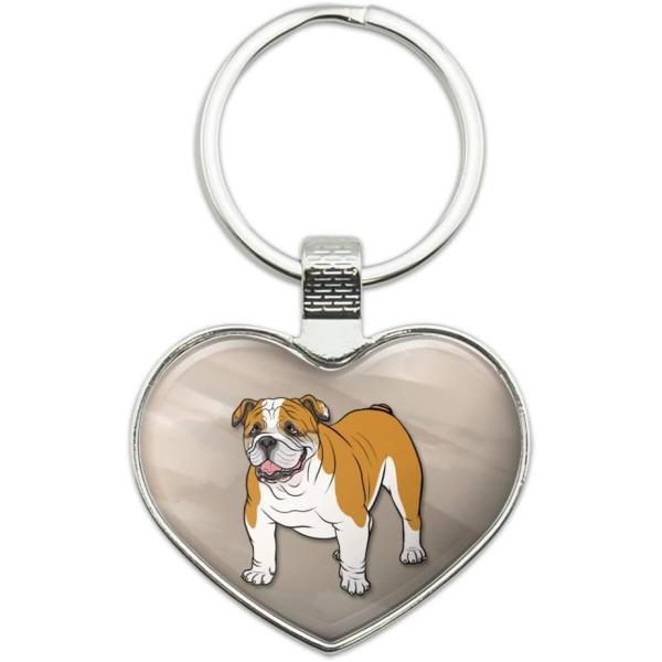 並行輸入品】英語ブルドッグペット犬ハートラブメタルキーホルダーキー