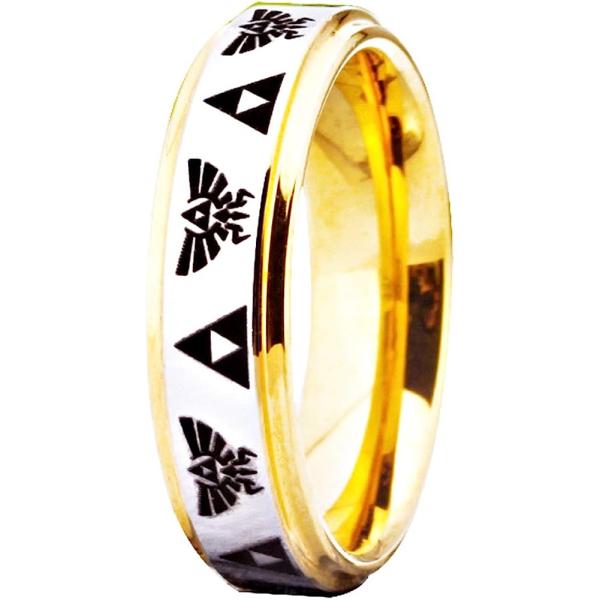 【並行輸入品】クラウド ダンサーフリー カスタム 彫刻 ザ レジェンド ゼルダ リング - クレスト トライフォース リング ゴールド ステップ タン