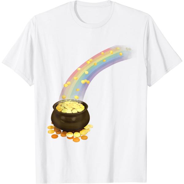 【並行輸入品】St Patrick's Day Leprechaun's Pot of Gold at End of Rainbow T-Shirt