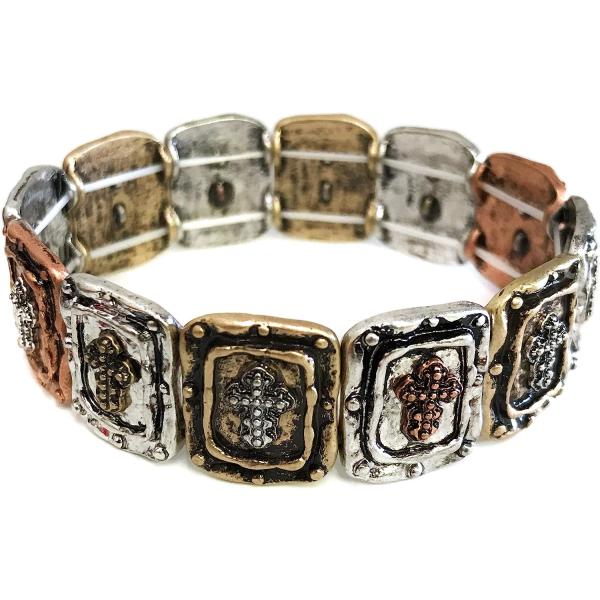 【並行輸入品】Western Peak Hope Faith God is Love ハートクロスチャーム ストレッチブレスレット bracelet