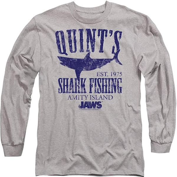 【並行輸入品】Jaws Quint's Shark Fishing映画長袖Tシャツ＆ステッカー US サイズ: X-Large カラー: グレイ