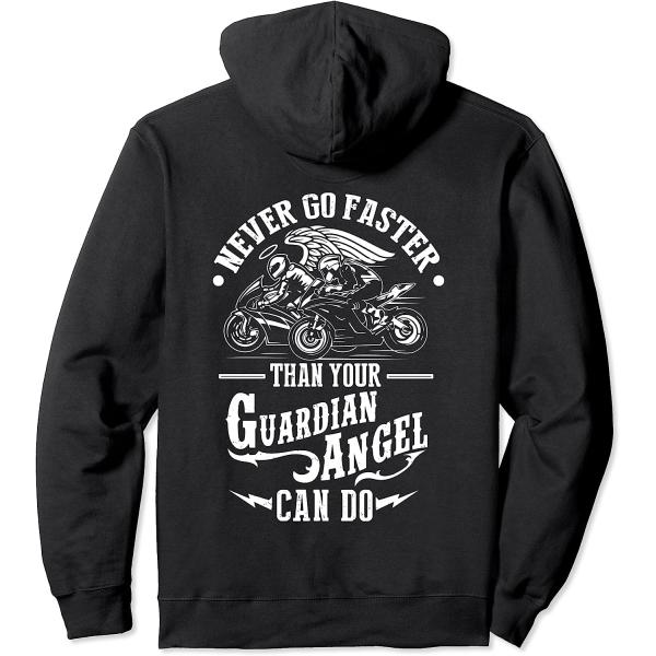 【並行輸入品】Never Go Faster Than Your Guardian Angel Can Do Biker Hoodie Pullove